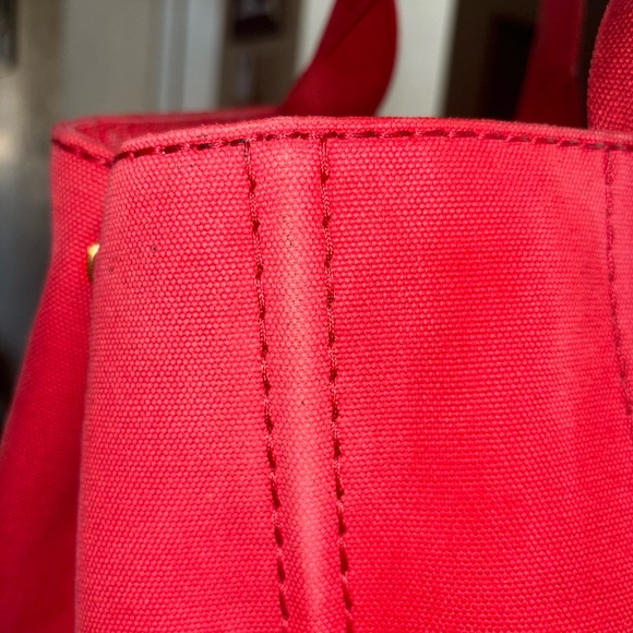 Prada Red Canapa Large Tote Bag - Picture 12 of 13